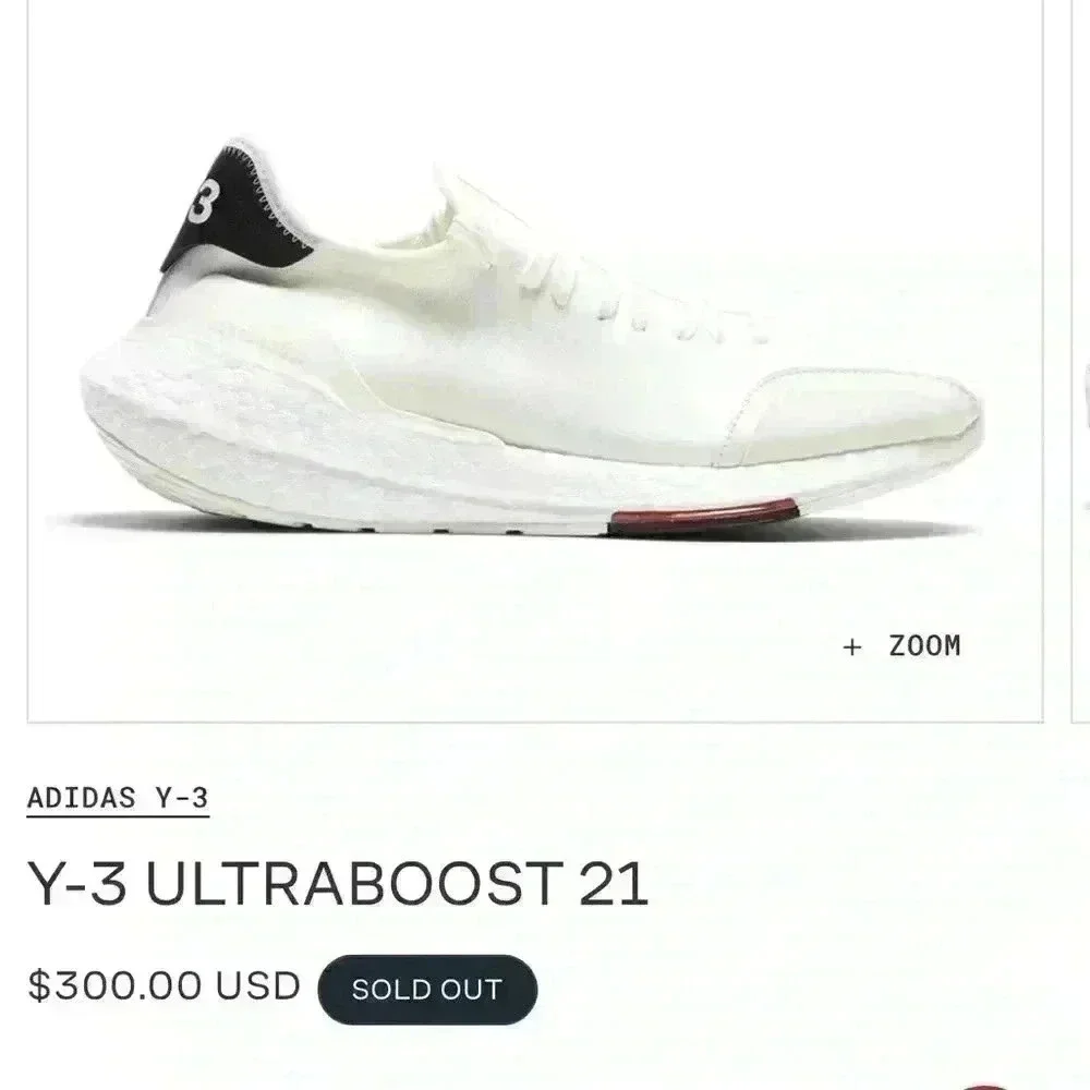 Adidas Y-3 Ultraboost 21 Shoes H67477 White Yohji Yamamoto Size 10 (WORN ONCE)